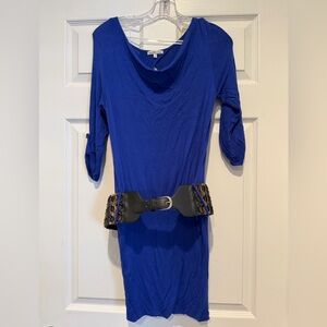 Charlotte Russe Royal Blue Midi Dress with Elbow Sleeves